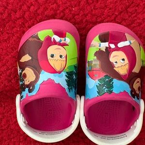 CROCS Kids Pink Cartoon Slippers